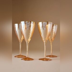 Anthropologie 4pc Zaza Iridescent Honey Luster Wine Glasses